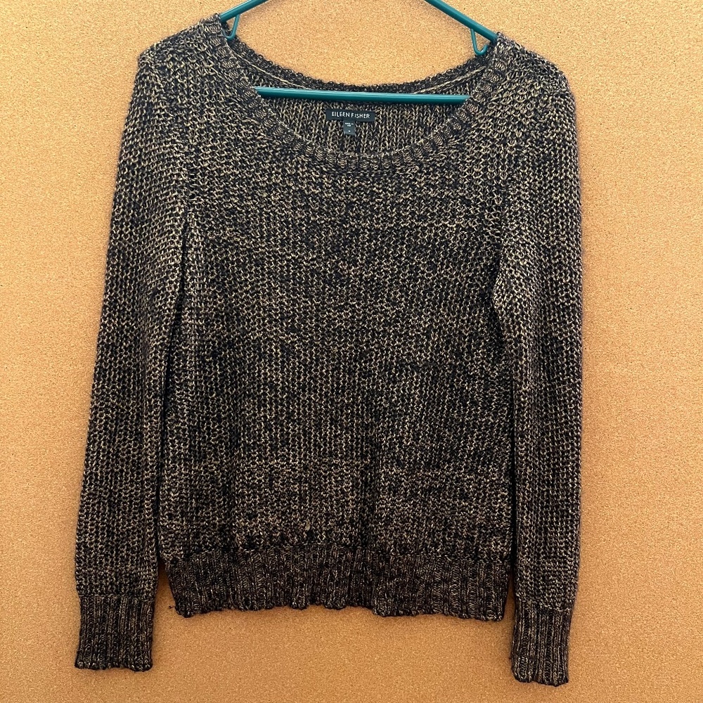 Gold and Black Eileen Fisher Woven Sweater